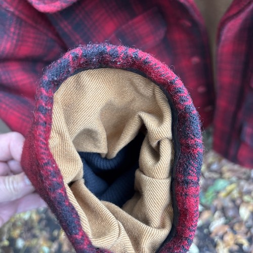 Vtg Woolrich Jacket Mens 44 Red Black Mackinaw Buffalo Plaid Wool Chore Classic - Picture 9 of 24