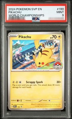 #ad Pikachu PSA9 Gekito Spark 190 Pokemon World Championships 2024 Black Star Promo $144.99