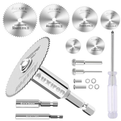 11 PCS Rotary Drill Saw Blades: 6 PCS Mini Circular Saw Blades with 2 PCS 1/4'' H