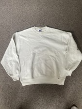 Vintage 90s made in USA Russell Athletic Men's White Sweatshirt Logo L