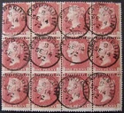 Sg.43 1d red pl.129 block of 12, superb cds used. 'RI/TL'. A scarce multiple.