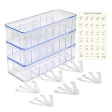 Set of 3 Cable Organizer Box W/Labels - 10.75 x 3.75 x 2.38 inches, CLEAR