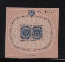 Colombie 1959 100° Premier Timbre BF Neuf Intégral MNH N2497