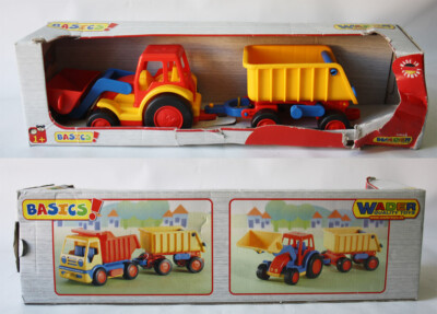 RARE WADER CONSTRUCT BASICS PLASTIC EXCAVATOR + DUMP TRUCK GERMANY NEW NOS !