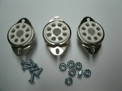 CERAMIC tube sockets OCTAL 8 pin, TOP MOUNT, Fender replacement, W/hardware 3pcs