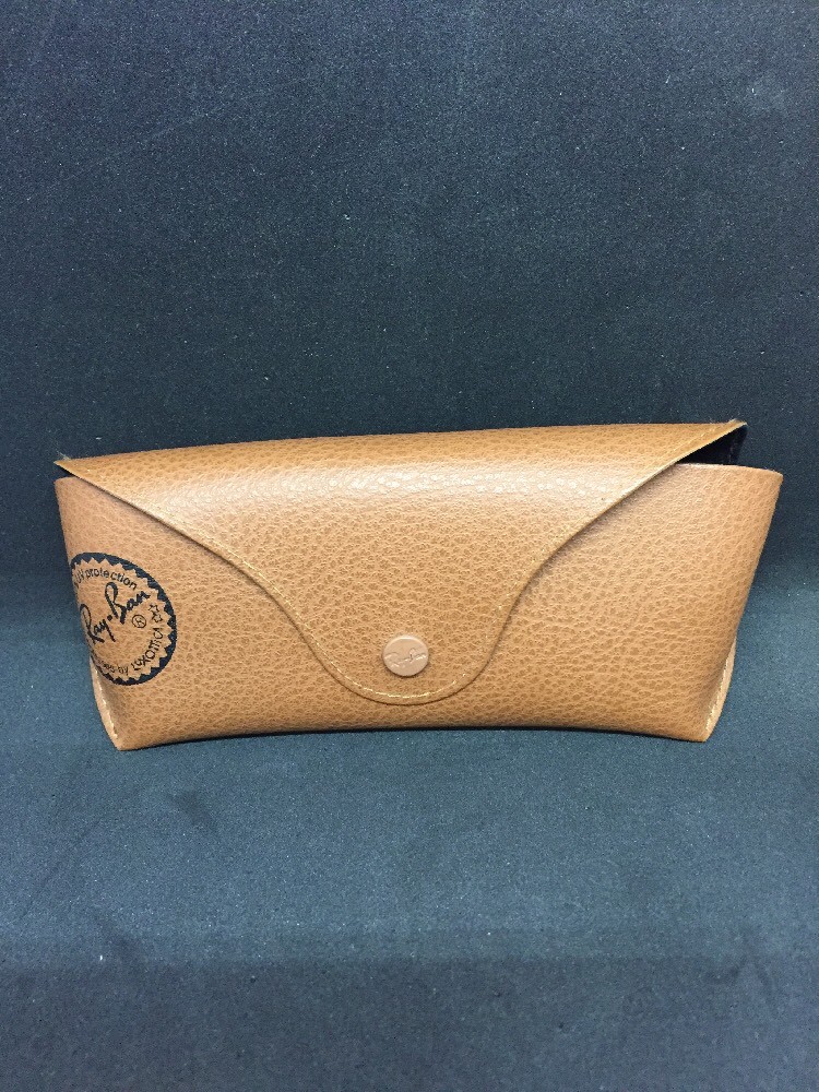 Ray Ban Brown Tan Leather Case for Aviator Sunglasses Travel 