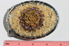Floral Design Jeweled Rhinestones Belt Buckle