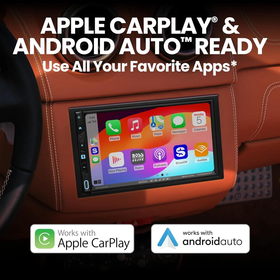 BOSS BE7ACP.WX Car Stereo 2-Din Wireless Apple CarPlay Android Auto 7" SiriusXM - Image 4 of 4