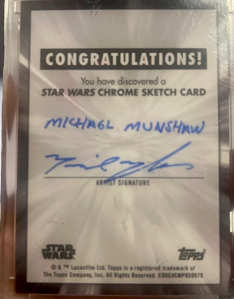 2023 Topps Chrome Star Wars Sketch Card (Qui-Gon Jinn 1/1 ONE OF ONE - Image 2 of 2