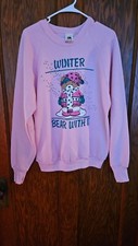 Vintage 1980s Pink Teddy Bear Sweatshirt Fruit of the loom Larges