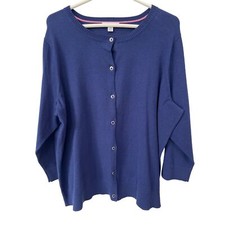 Isaac Mizrahi Live Essentials Button Front Cardigan Sweater Women 2X Blue Cozy