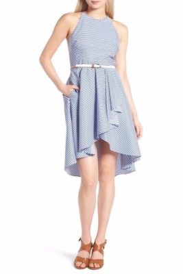 chinese dress ladies Eliza J Women's Striped Fit and Flare Halter Dress, Yellow, 2 at Amazon  Women's Clothing store