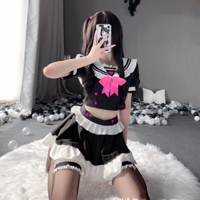 Sexy Lingerie Set Women Chiffon Cosplay Uniform Temptation Maid Dress Costumes