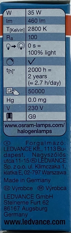 Halogen G9 Bulb Osram 35W G9 eco 240 Volt 35W = 40W 240v Clear 66733 Pack of 8 - Image 4 of 4