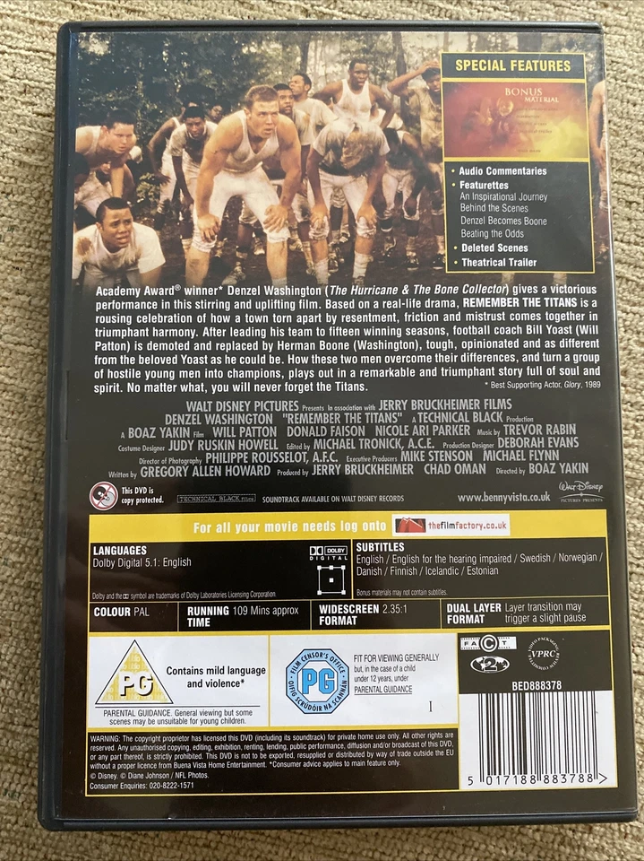 Remember The Titans DVD Denzel Washington - Image 2 of 2