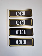 (4) Adhesive Vinyl Sticker Decal Labels For Ammo Ammunition Cans.  CCI