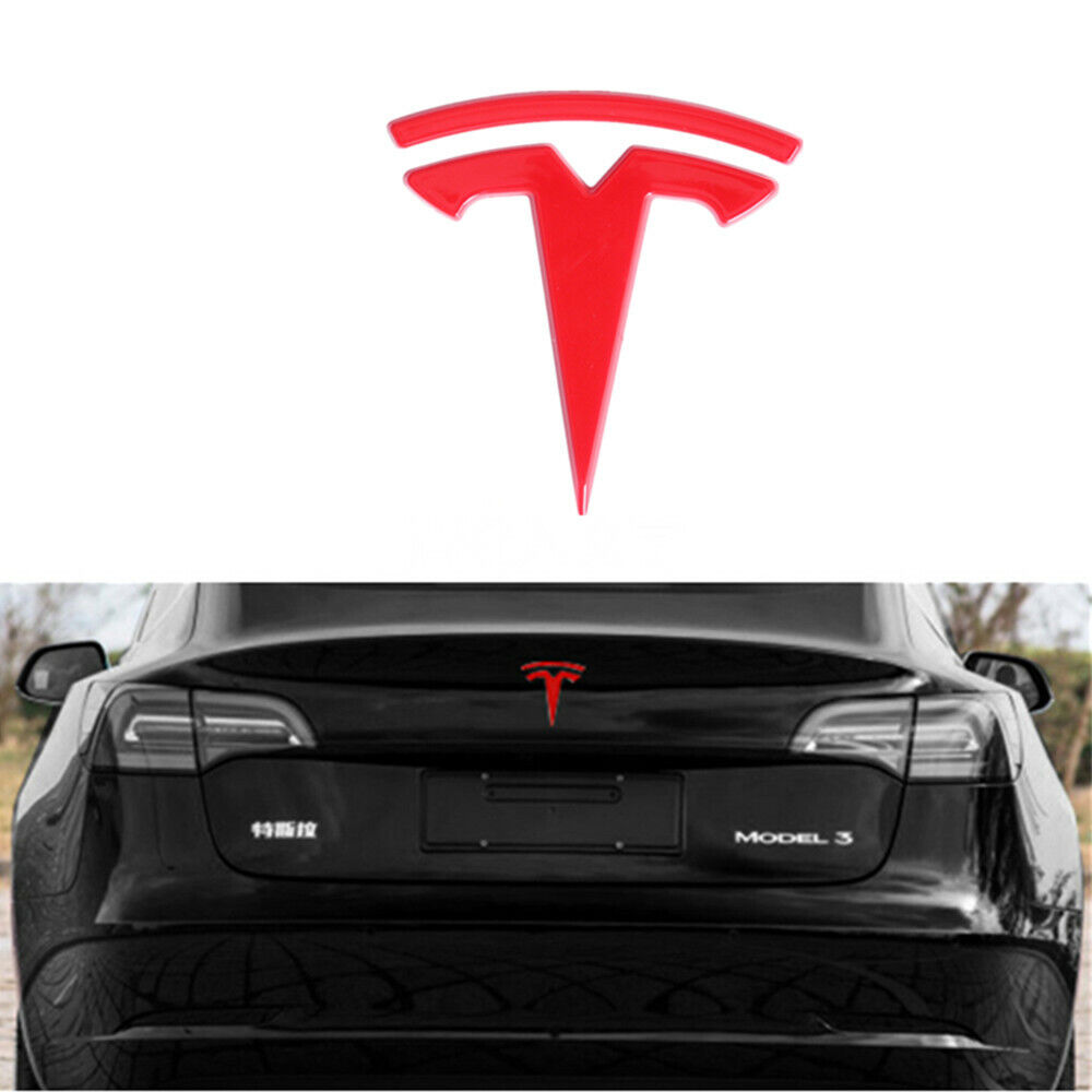 Gloss Red Tesla T Logo Car Auto Rear Trunk Lid Badge Tesla Model 3 |