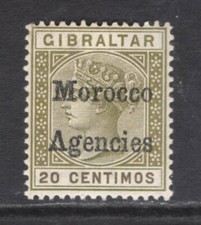 M16299 Morocco Agencies 1898 SG3a - 20c with INVERTED V FOR A variety.