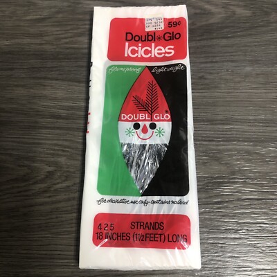 Vintage Doubl Glo Silver Christmas Icicle Tinsel 425 Strand 18  Tempo Buckeye B5
