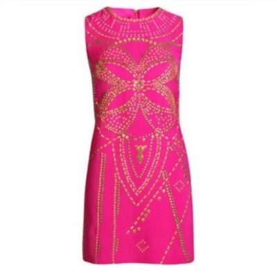 Versace for H&M Pink and Gold Studded Dress, SZ 8