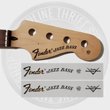 Fender Jazz Bass Waterslide Guitar Neck Headstock Decals with CS Logo (Set of 2)
