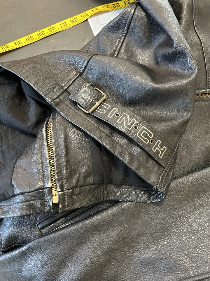 Casaco Cinch Masculino XL Jaqueta de Couro Preto Forro de Colcha Grossa Poli Fazenda Motociclista Grosso - Imagem 4 de 4