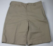 LANDS END Khaki School Uniform Plain Front Cotton Chino Shorts Boys 20 NEW