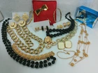 VTG Gold Tone Jewelry Lot Chain Bead Shell Swirl Necklace Bracelet Earring Pin