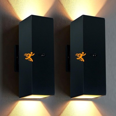 2 Pack Motion Sensor Outdoor Wall Lights, Dusk to Dawn Up & Down Sconces with E2