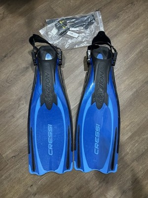 Cressi Reaction Open Heel Bungee Spring Strap Scuba Diving Fins Blue Size M/L 