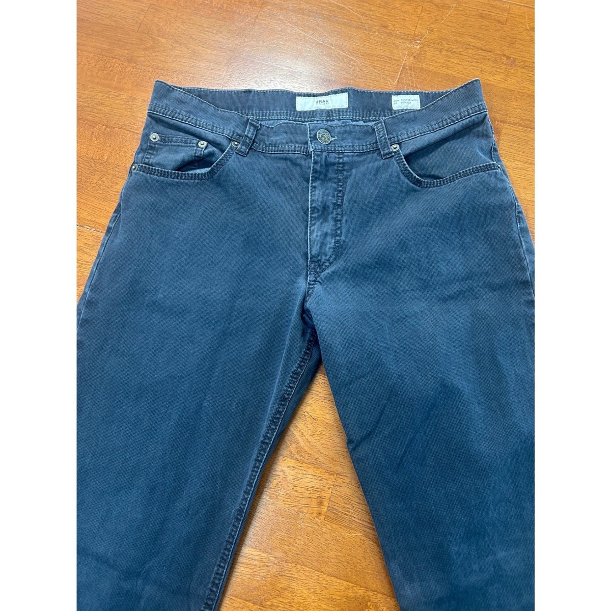 Brax Cooper Fancy Regular Fit Pants Mens 33x34 Blue Textured Straight Leg View 2