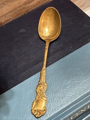 Gold Washed 1 Waldo HE Holmes Edwards Spoon 5.75'' Ornate Detailed Patina