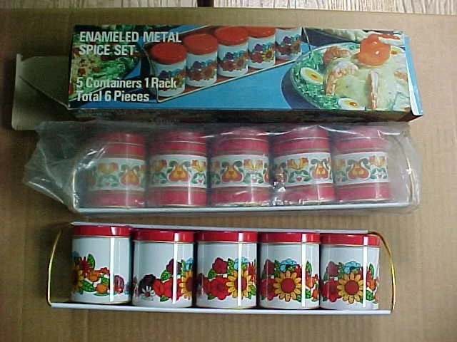 Spice Sets 2 Of 5 Metal Tins each W/ Hanging Rack
