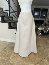 Calvin Klein Collection Rare 90s Ivory Satin Silk Lined Bias Cut  Maxi Skirt 6
