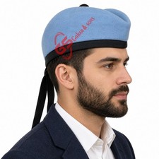 Scottish Sky Blue Glengarry Bonnet Hat/Cap-100 Wool British Military Cap