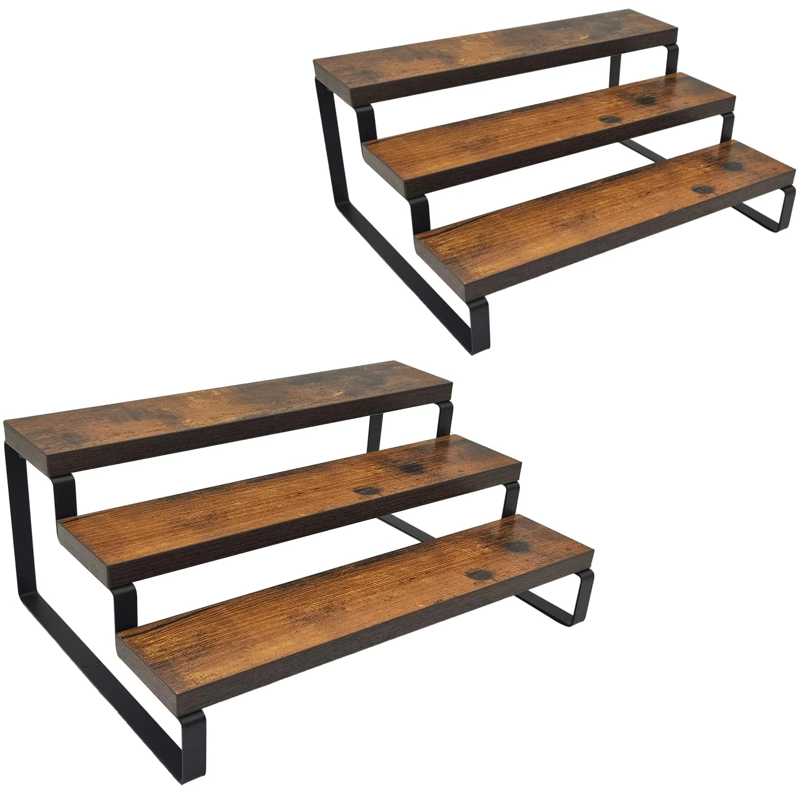 2 Pack 3 Tier Expandable Spice Rack Organizer (13.8” to 26”)Display Riser Sta...