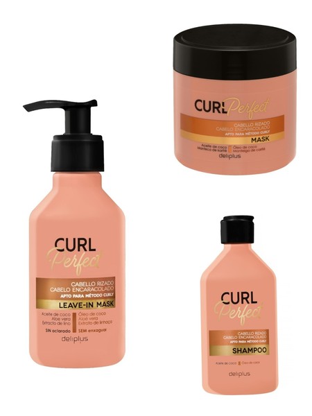 Mascarilla sin enjuague Deliplus Curl Perfect 200 ml y MASCARILLA RIZO 400 ml, Champú 400 ml 