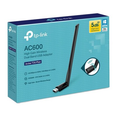 TP-Link Archer T2U Plus - AC600 High Gain Wireless Dual Band USB WiFi Adapter