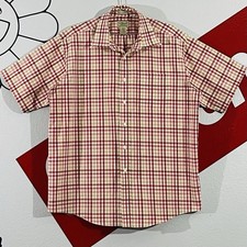 L.L. Bean Red Plaid Short Sleeve Button Down Wrinkle Resistant Shirt Men  s Large