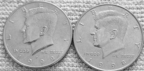 2 - 1998 Kennedy half dollar coins 1 P + 1 D