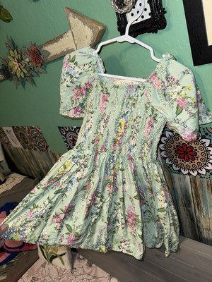Size 4 Girls Kids Green Flower Blouse Between Brand
