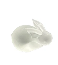 VINTAGE CROWNING TOUCH FROSTED SATIN GLASS RABBIT FIGURINE PAPERWEIGHT 3" LONG