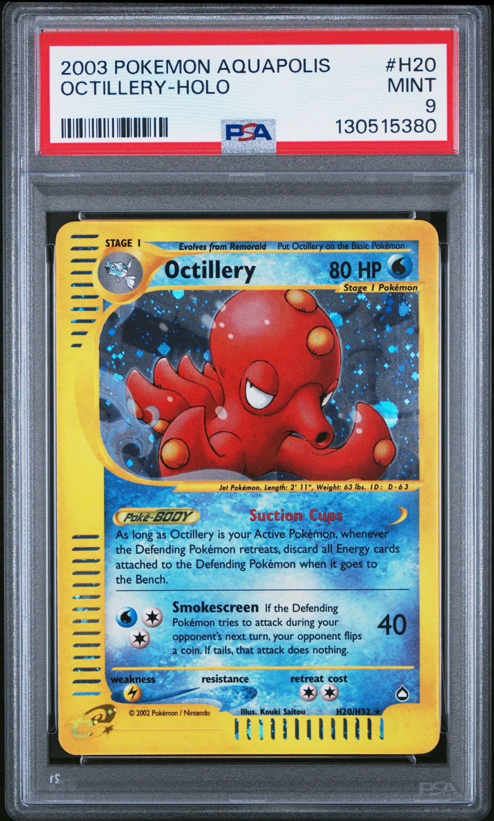 2003 POKEMON AQUAPOLIS #H20 OCTILLERY-HOLO PSA 9