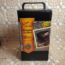 Vintage Leather CD Storage Travel Case 16 Disc Black Music Retro NEW