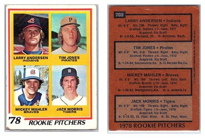 1978 Topps - Rookie Pitchers Jack Morris, Larry Andersen, Tim Jones #703 (RC)