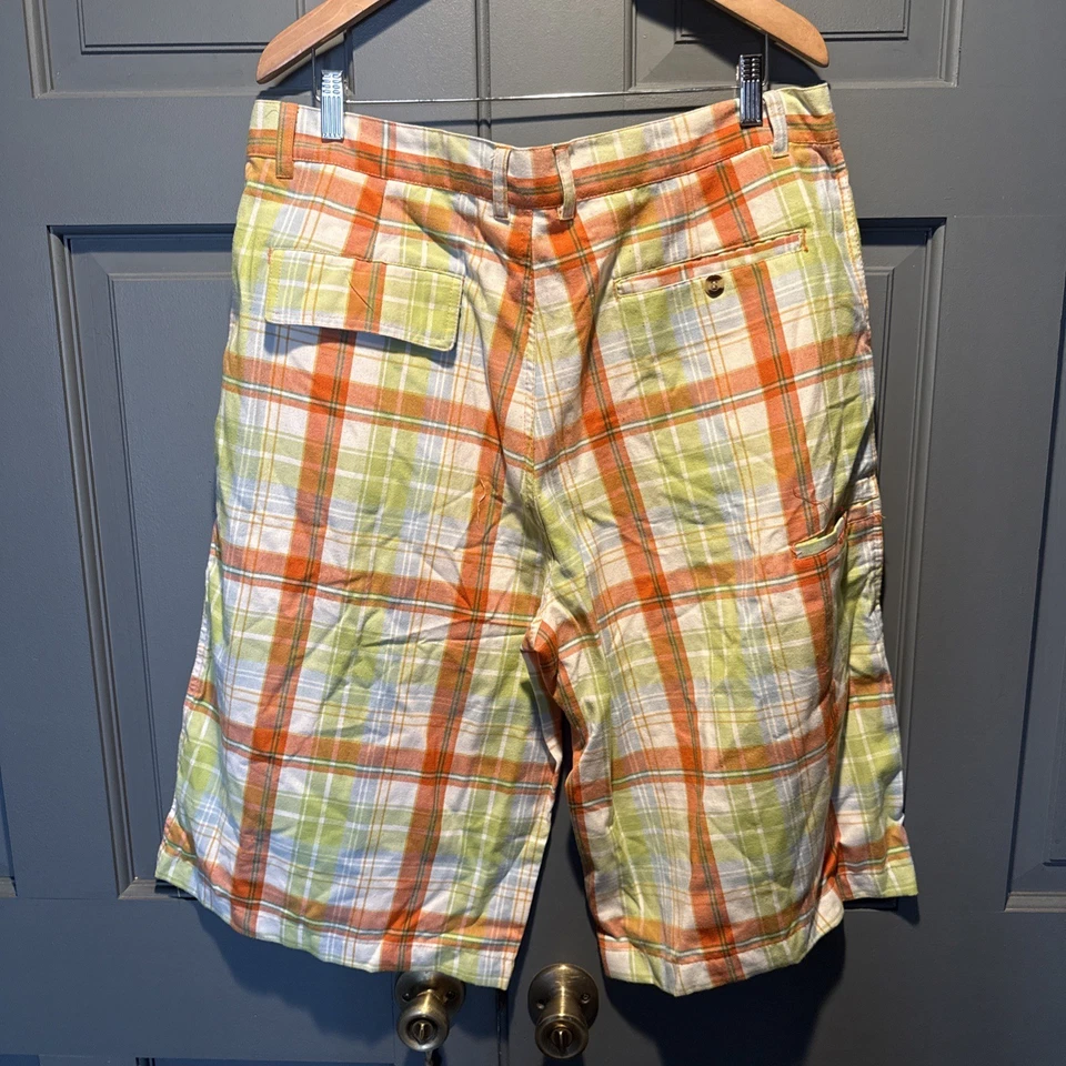 Dtek Men's Y2K Shorts Baggy long Yellow Brown Multicolor Plaid Size 38 Grunge - Image 2 of 3