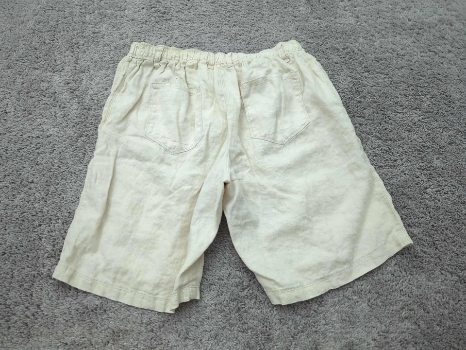 Tasso Elba Island Shorts Mens Large Ivory Inseam: 10" Summer 100% Linen - Image 4 of 4