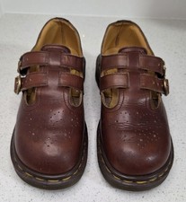 Vintage Dr. Martens Mary Jane Shoes Made in England 90s Brown Leather UK 4/US 6