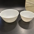Vtg PYREX White Milk Glass Mixing Bowl 401 402 Set Of 2