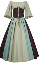 Generic Medieval Renaissance Dress Size S Green Brown Cosplay Costume